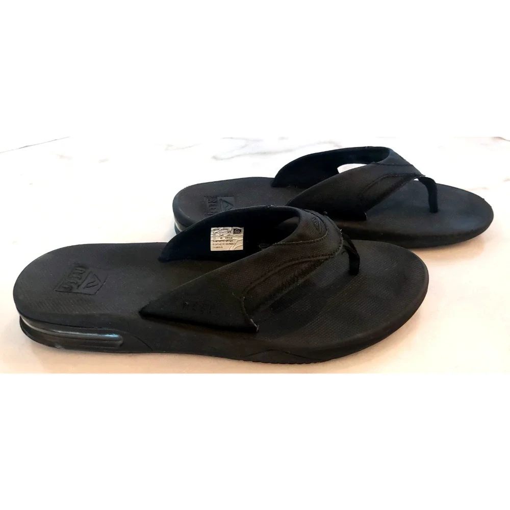 REEF BLACK BOTTLE OPENER FLIP FLOP THONG‎ SANDALS, MENS SIZE 12